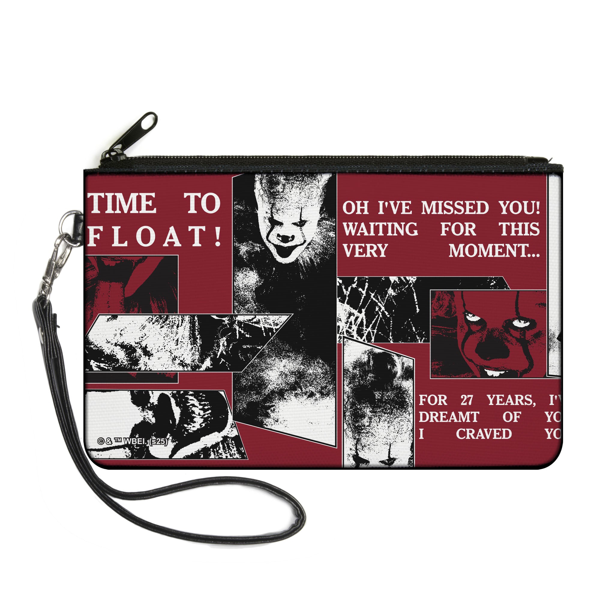 Canvas Zipper Wallet - LARGE - IT Pennywise Poses and Quotes Collage Red/White/Grays Canvas Zipper Wallets IT