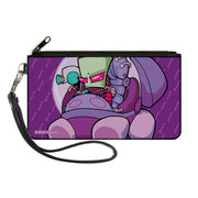 Canvas Zipper Wallet - LARGE - Invader Zim and GIR Voot Cruiser Pose and Bone Purples Canvas Zipper Wallets Invader Zim