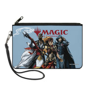 Canvas Zipper Wallet - LARGE - MAGIC THE GATHERING Three Planeswalker Group Pose and Title Logo Light Blue Canvas Zipper Wallets Magic: The Gathering