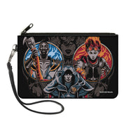 Canvas Zipper Wallet - LARGE - MAGIC THE GATHERING Three Planeswalker Poses and Title Logo Black/Grays/Multi Color Canvas Zipper Wallets Magic: The Gathering