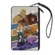 Canvas Zipper Wallet - LARGE - Masters of the Universe Character Stripe Poses White/Multi Color Canvas Zipper Wallets Masters of the Universe