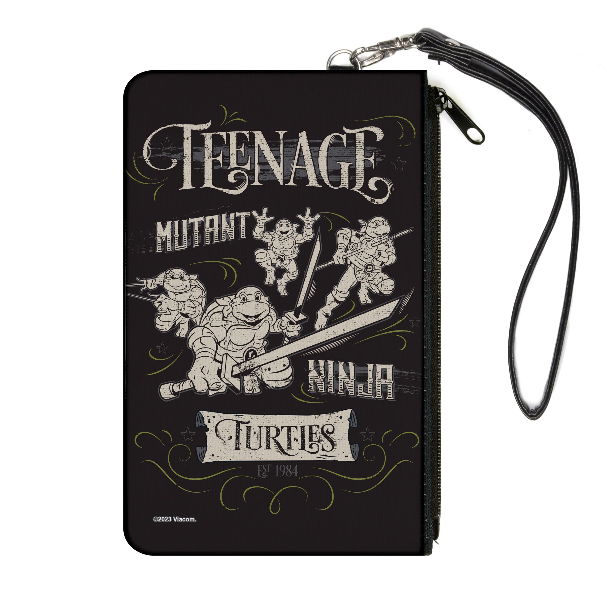 Canvas Zipper Wallet - LARGE - TEENAGE MUTANT NINJA TURTLES Est. 1984 Action Poses Black/White Canvas Zipper Wallets Teenage Mutant Ninja Turtles