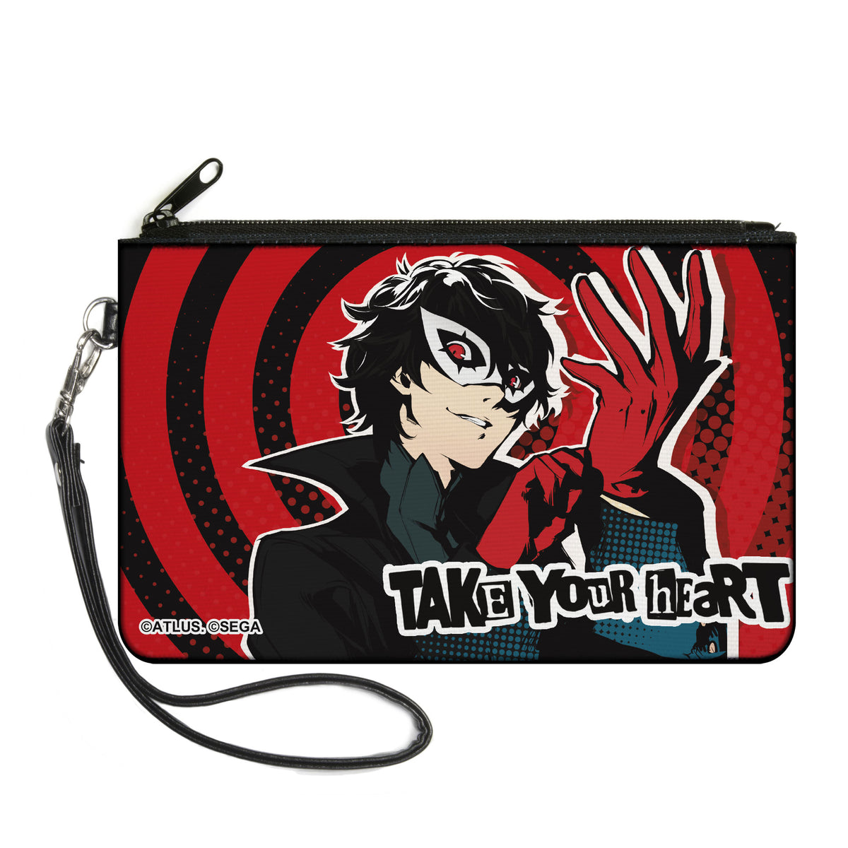 Canvas Zipper Wallet - LARGE - Persona 5 Joker TAKE YOUR HEART Pose Red/Black/White Canvas Zipper Wallets Persona 5
