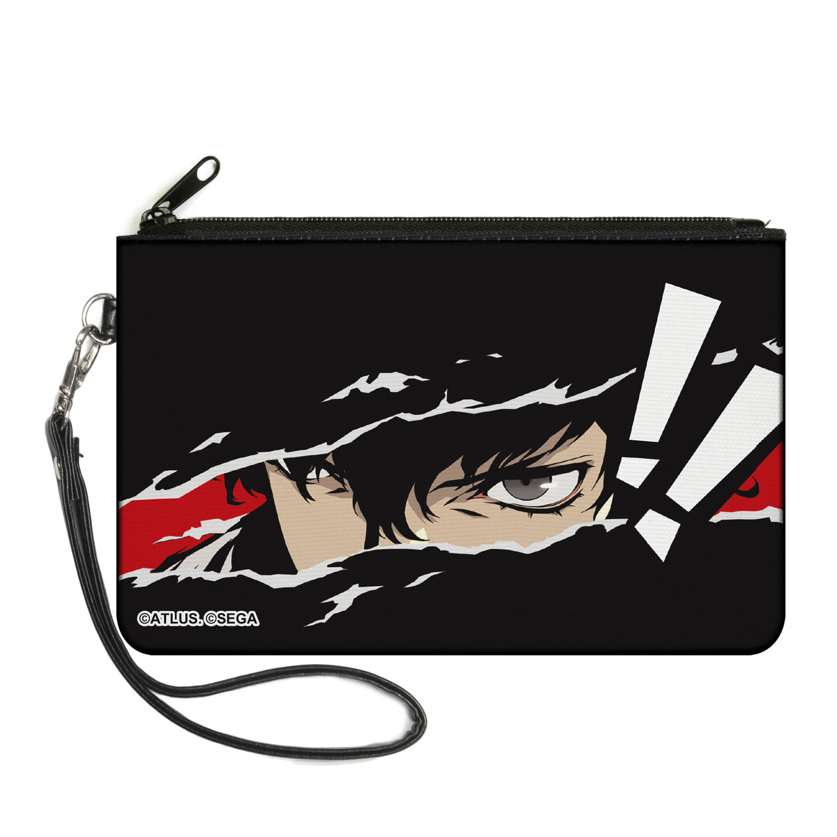 Canvas Zipper Wallet - LARGE - Persona 5 Ren Amamiya Joker Face Close-Up Red/Black/White Canvas Zipper Wallets Persona 5