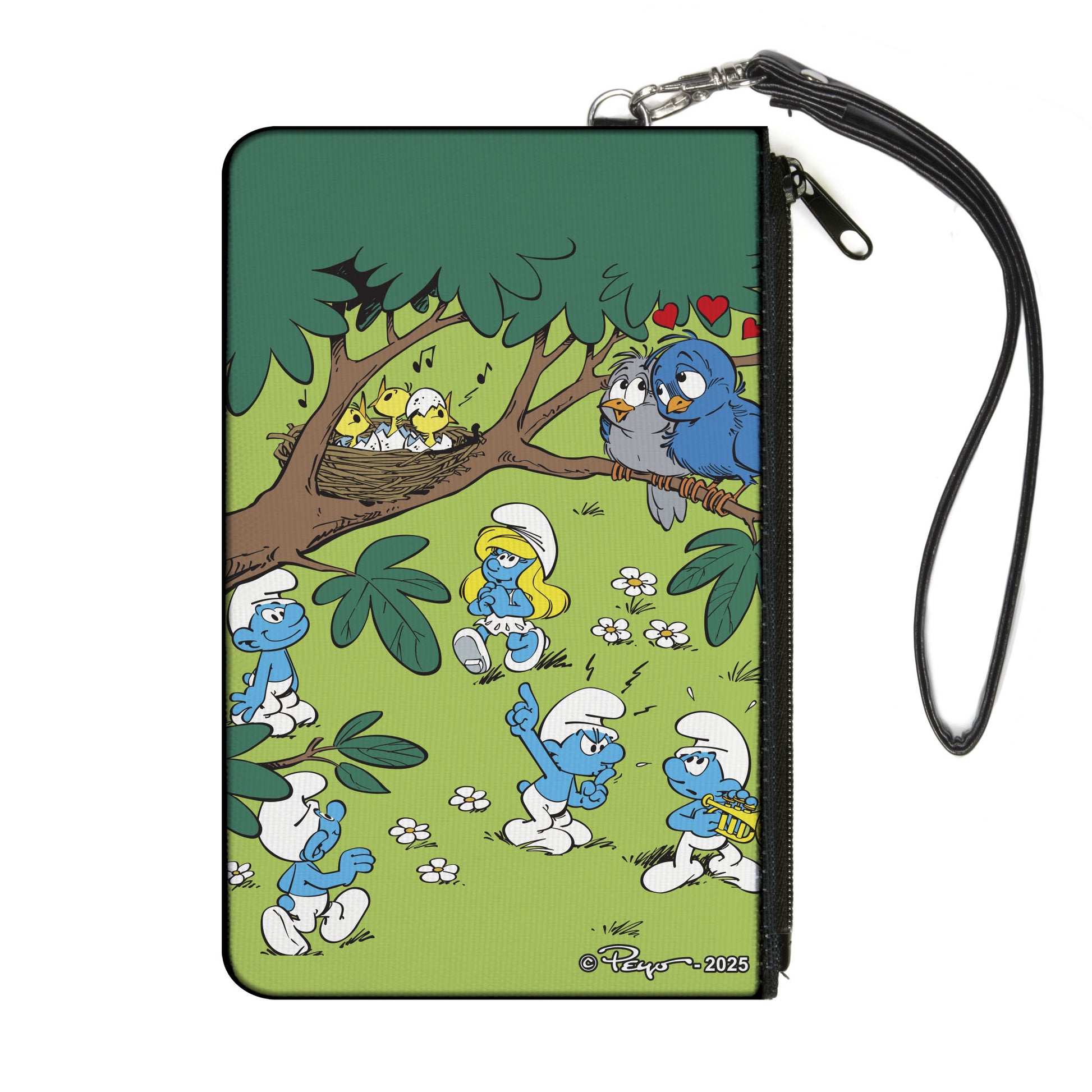 Canvas Zipper Wallet - LARGE - The Smurfs Spring Love Birds Scene Canvas Zipper Wallets The Smurfs