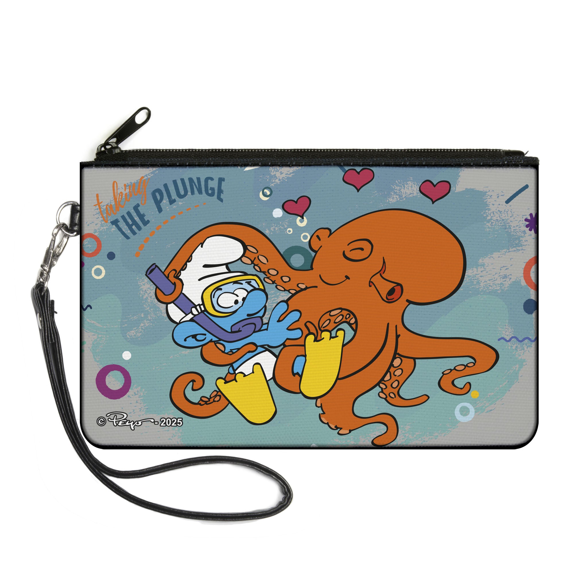 Canvas Zipper Wallet - LARGE - The Smurfs TAKING THE PLUNGE Octopus Love Scene