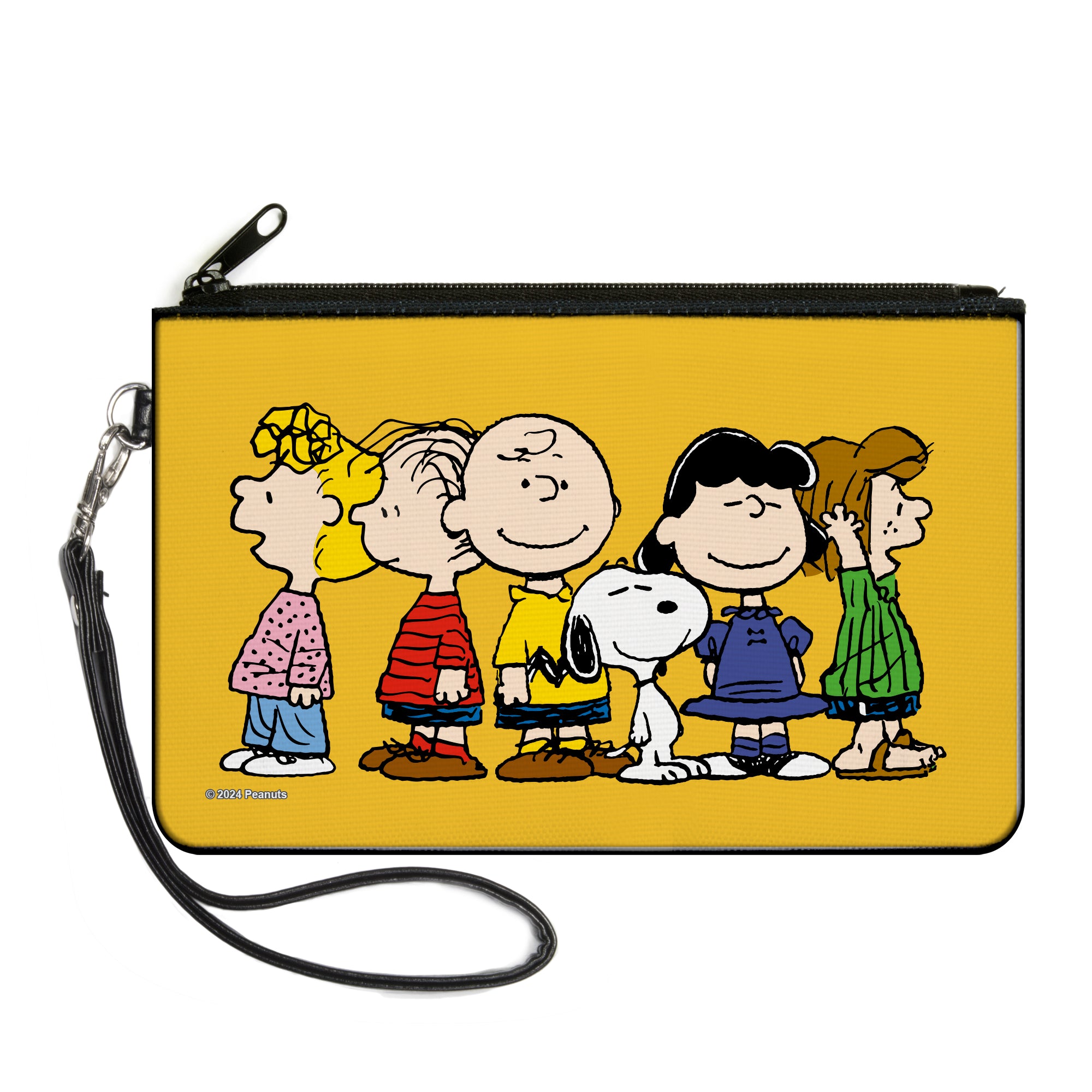 Canvas Zipper Wallet - LARGE - Peanuts Gang Close-Up Group Pose Golden Yellow Canvas Zipper Wallets Peanuts