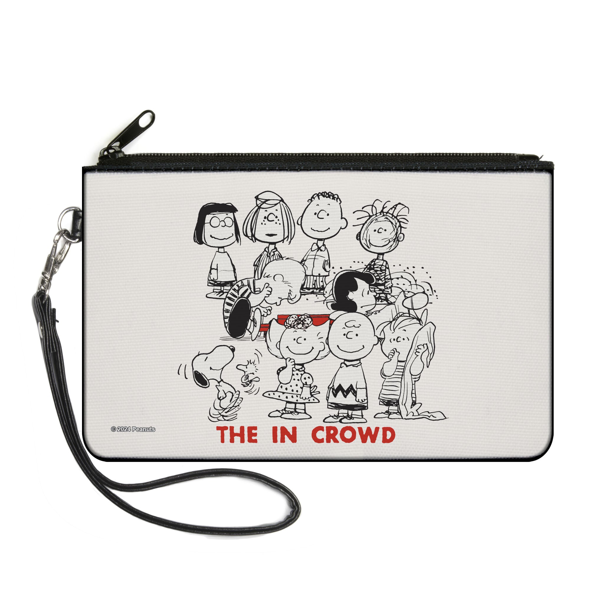 Canvas Zipper Wallet - LARGE - Peanuts Gang THE IN CROWD Group Pose White/Black/Red Canvas Zipper Wallets Peanuts