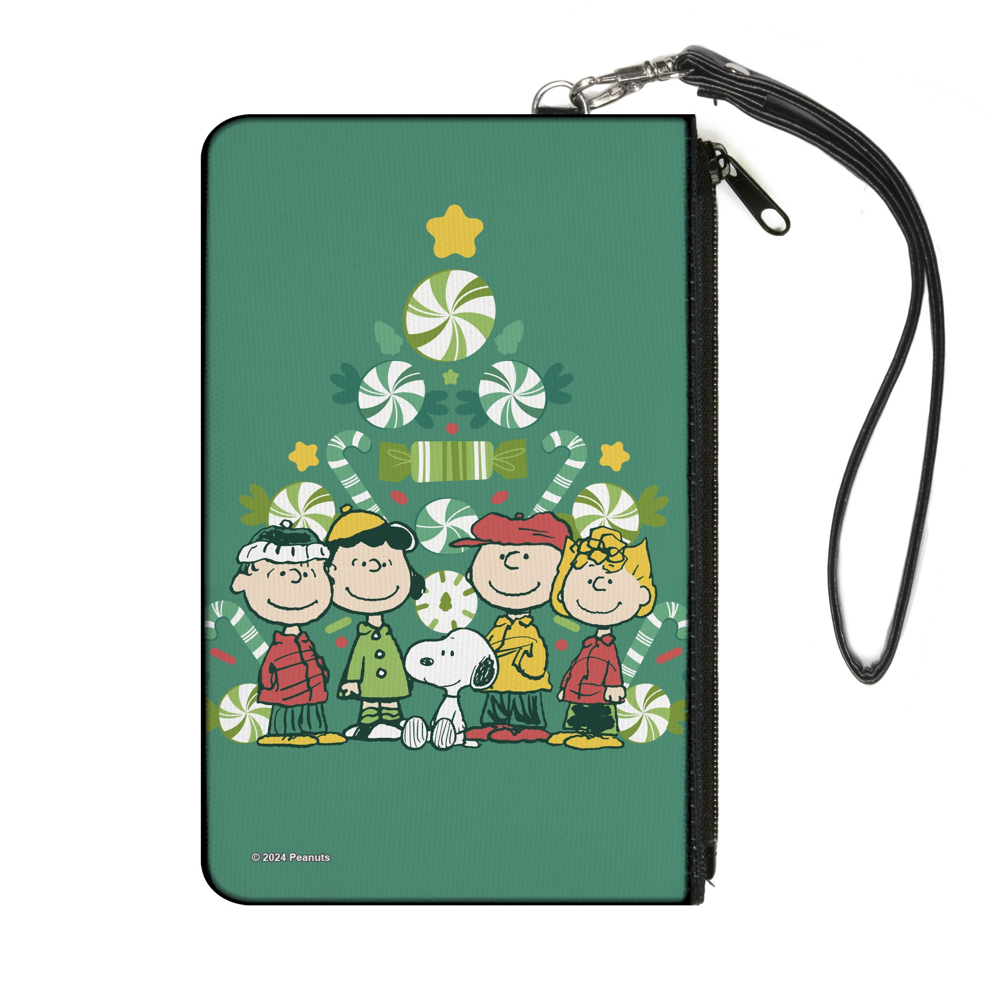 Canvas Zipper Wallet - LARGE - Peanuts Holiday Christmas Tree Group Pose Greens Canvas Zipper Wallets Peanuts