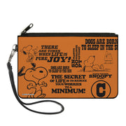 Canvas Zipper Wallet - LARGE - Snoopy Poses and Quotes Collage Orange/Black Canvas Zipper Wallets Peanuts