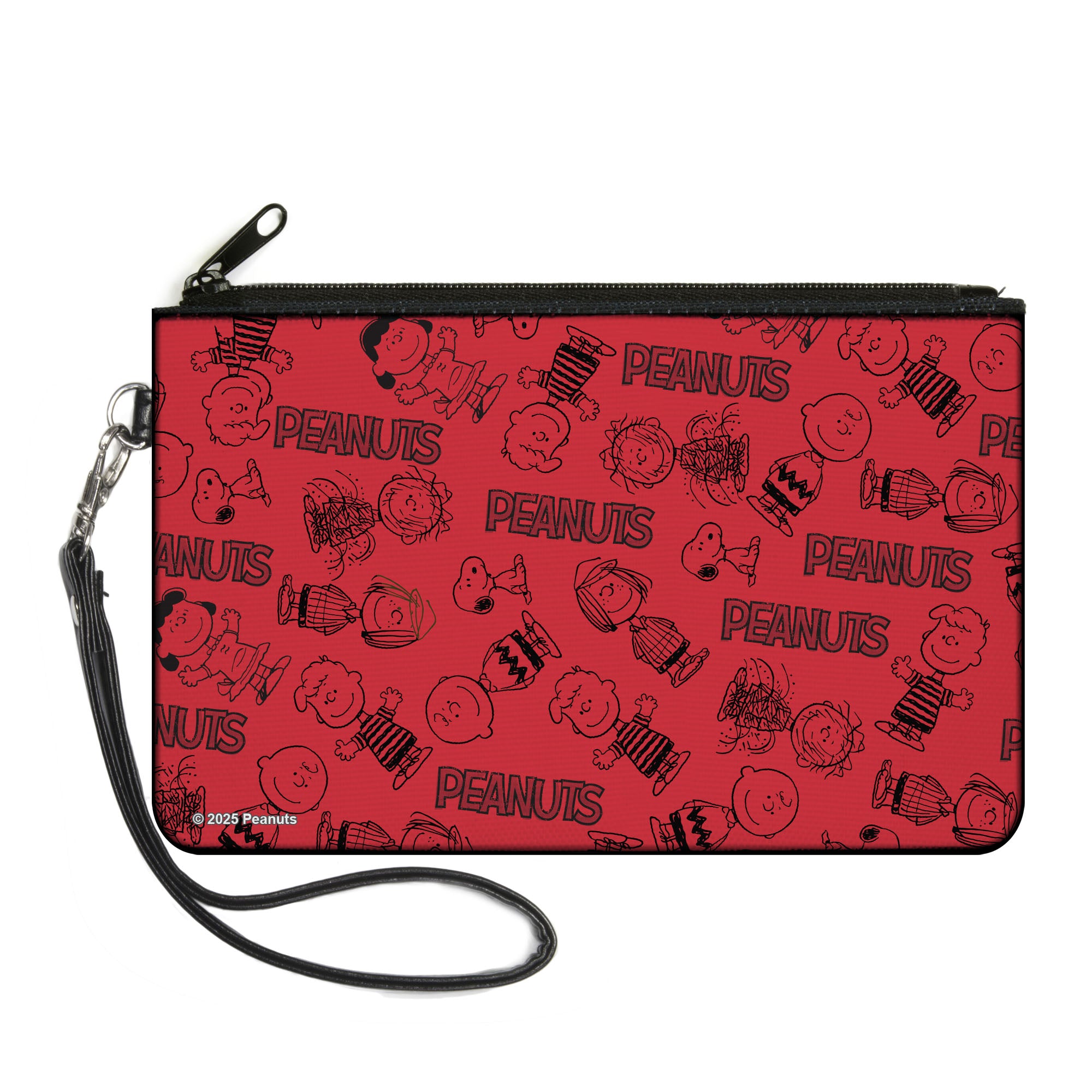Canvas Zipper Wallet - LARGE - PEANUTS Gang Six Character and Title Logo Collage Red/Black Canvas Zipper Wallets Peanuts