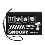 Canvas Zipper Wallet - LARGE - Peanuts SNOOPY Care Symbols 100% ORIGINAL Black/White Canvas Zipper Wallets Peanuts