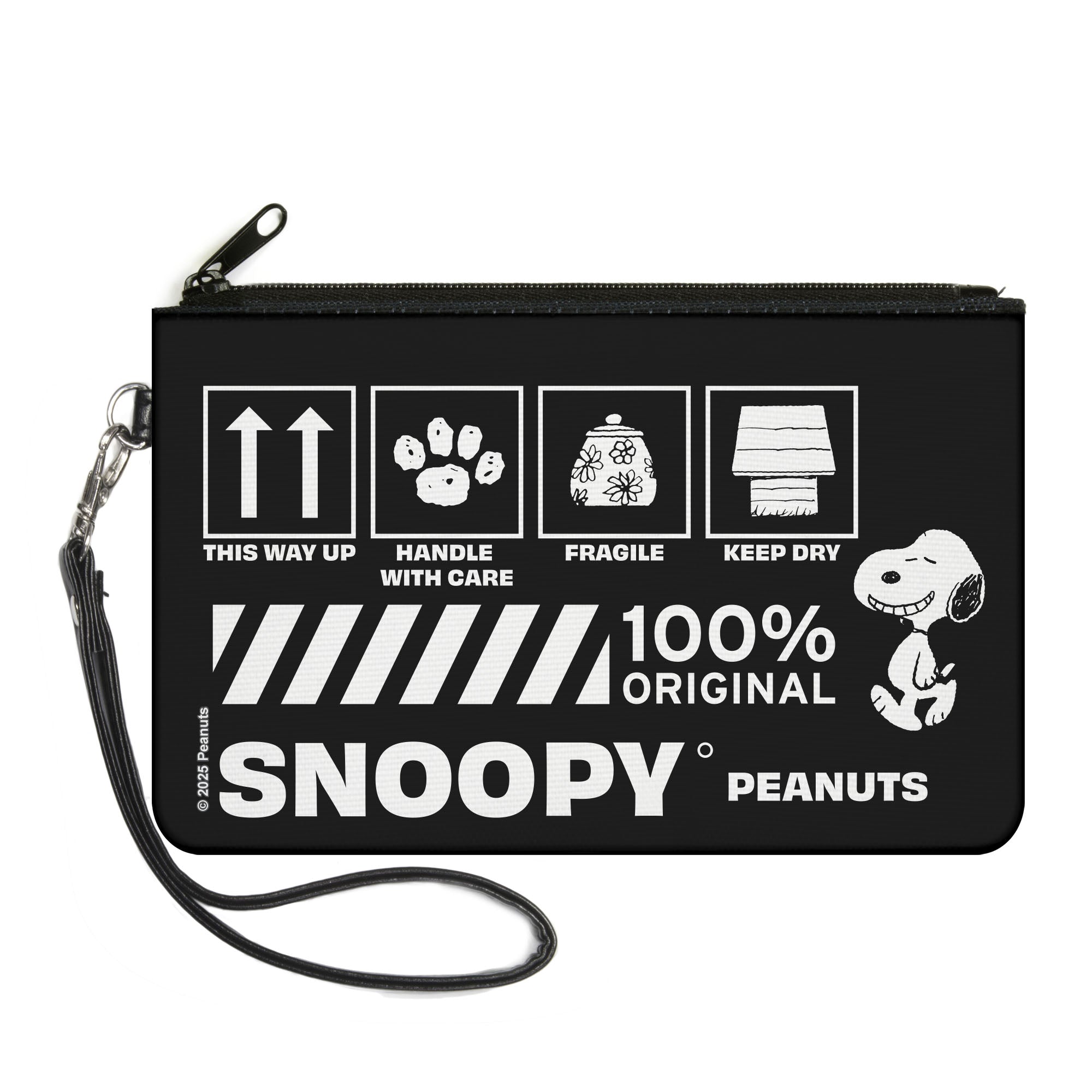 Canvas Zipper Wallet - LARGE - Peanuts SNOOPY Care Symbols 100% ORIGINAL Black/White Canvas Zipper Wallets Peanuts