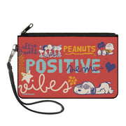 Canvas Zipper Wallet - LARGE - Peanuts Gang SEMI-POSITIVE VIBES Poses Red/Blues/White Canvas Zipper Wallets Peanuts