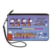 Canvas Zipper Wallet - LARGE - Peanuts SNOOPY FIRST BEAGLE ON THE MOON Poses Blue/Multi Color Canvas Zipper Wallets Peanuts