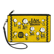 Canvas Zipper Wallet - LARGE - Peanuts I AM CHARLIE BROWN Poses and Zig Zag Stripe Yellows/Black Canvas Zipper Wallets Peanuts