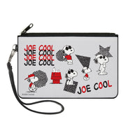 Canvas Zipper Wallet - LARGE - Peanuts JOE COOL Snoopy Poses and Text Gray/Black/Red/White Canvas Zipper Wallets Peanuts