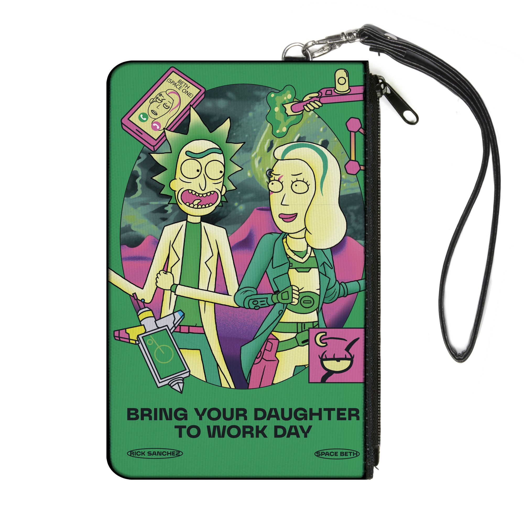 Canvas Zipper Wallet - LARGE - Rick with Beth BRING YOUR DAUGHTER TO WORK DAY Pose Greens Canvas Zipper Wallets Rick and Morty