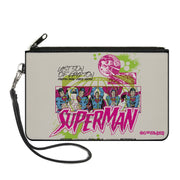 Canvas Zipper Wallet - LARGE - Superman LAST SON OF KRYPTON Poses White/Multi Color Canvas Zipper Wallets DC Comics