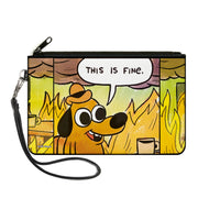 Canvas Zipper Wallet - LARGE - THIS IS FINE Question Hound Cafe Fire Comic Strip Canvas Zipper Wallets This is Fine