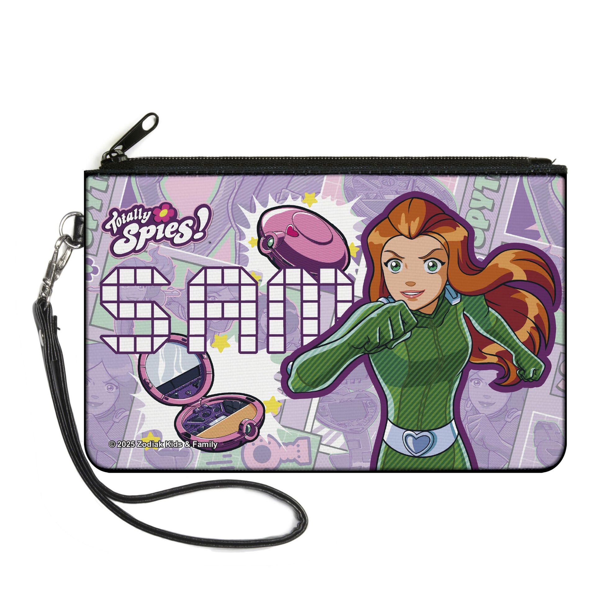 Canvas Zipper Wallet - LARGE - Totally Spies SAM Action Pose and Icons Purples Canvas Zipper Wallets Totally Spies!