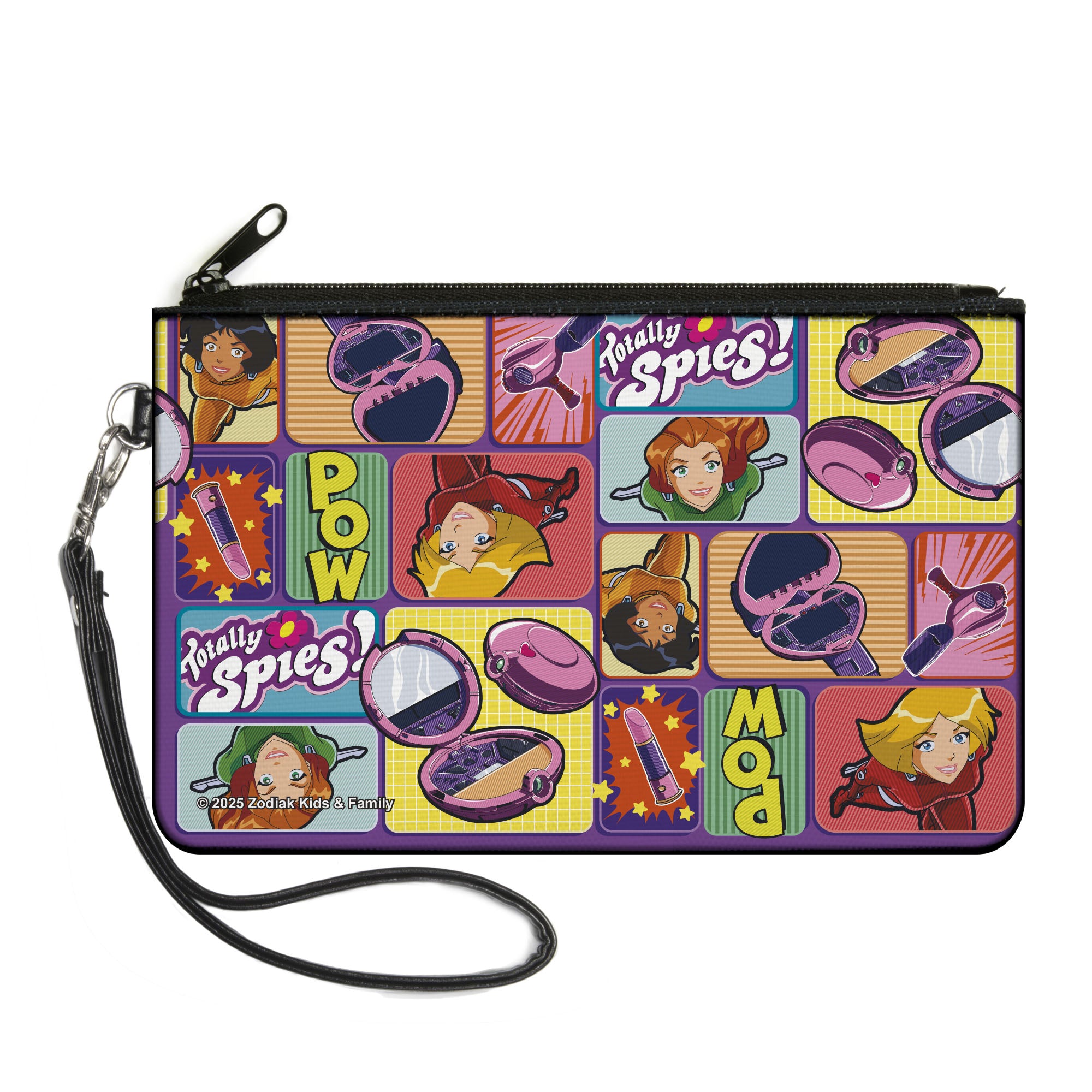 Canvas Zipper Wallet - LARGE - TOTALLY SPIES Poses and Gadget Blocks Purple/Multi Color Canvas Zipper Wallets Totally Spies!
