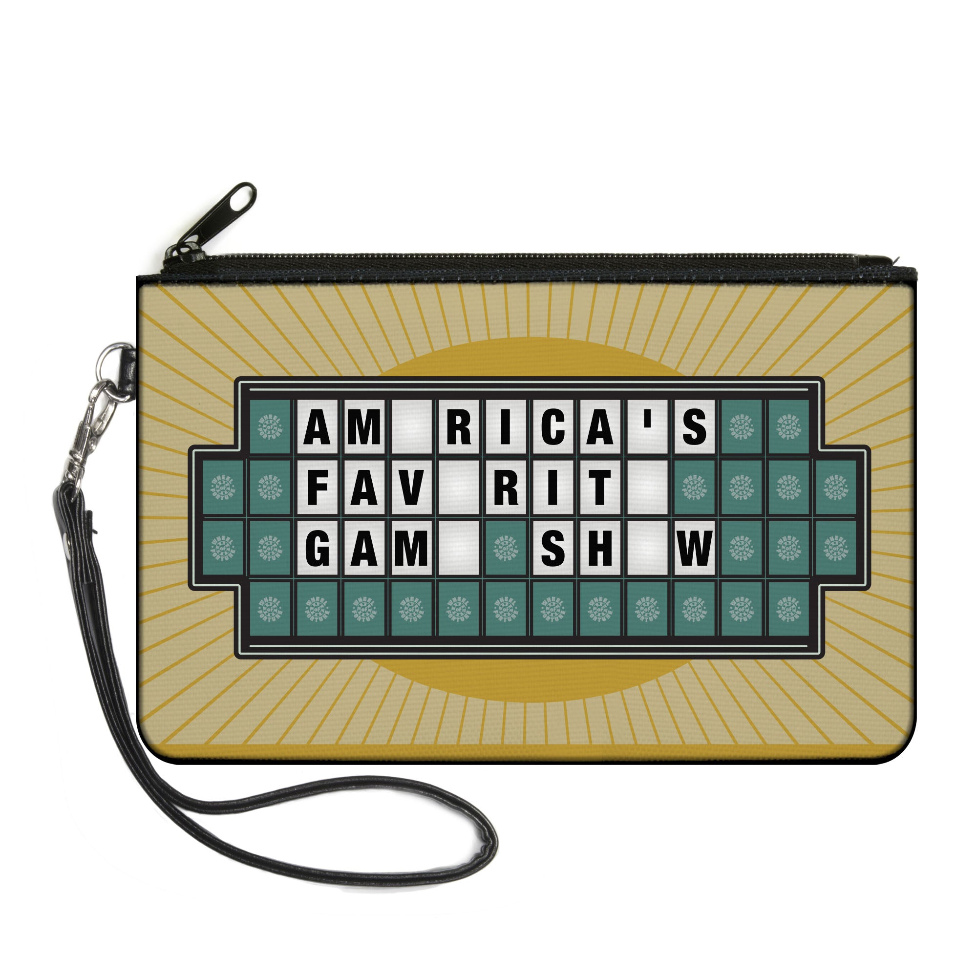 Canvas Zipper Wallet - LARGE - Wheel of Fortune AMERICA'S FAVORITE GAME SHOW Puzzle Yellows Canvas Zipper Wallets Wheel of Fortune
