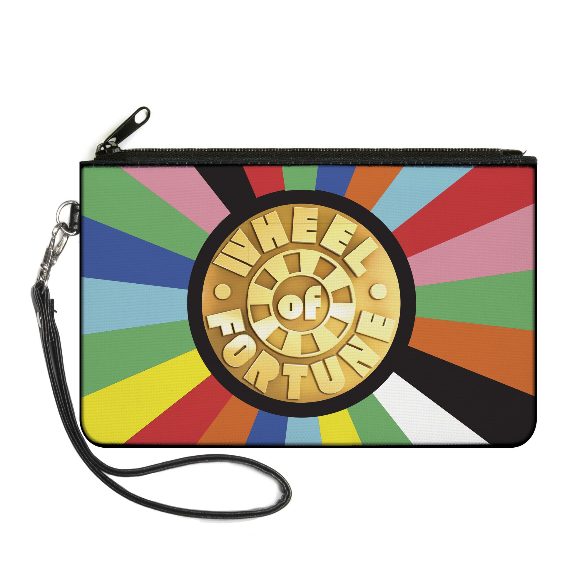 Canvas Zipper Wallet - LARGE - WHEEL OF FORTUNE Logo and Wedge Rays Multi Color Canvas Zipper Wallets Wheel of Fortune