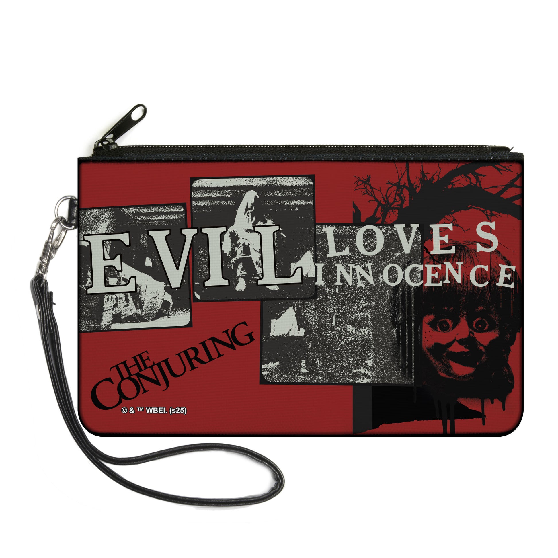 Canvas Zipper Wallet - LARGE - The Conjuring EVIL LOVES INNOCENCE Pose Blocks Red/Black Canvas Zipper Wallets The Conjuring