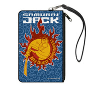Canvas Zipper Wallet - LARGE - SAMURAI JACK MY QUEST CONTINUES Katana Pose Swirl Blues Canvas Zipper Wallets Samurai Jack