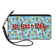 Canvas Zipper Wallet - LARGE - ED EDD N EDDY Title Logo and Character Poses Scattered Blues Canvas Zipper Wallets Ed, Edd n Eddy