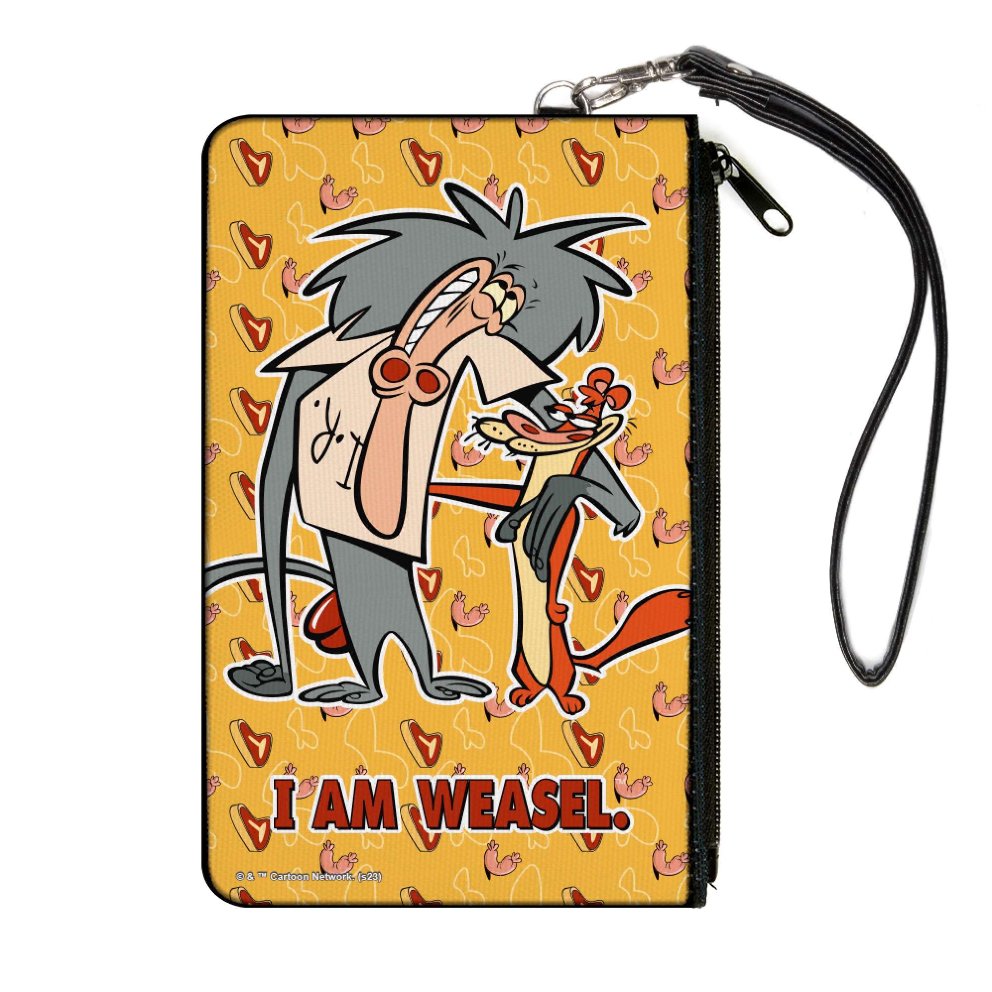 Canvas Zipper Wallet - LARGE - I AM WEASEL IR Baboon and IM Weasel Pose and Title Logo Yellows Canvas Zipper Wallets I Am Weasel