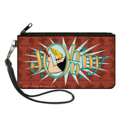 Canvas Zipper Wallet - LARGE - JOHNNY BRAVO Title Logo and Flex Pose Turns Reds Canvas Zipper Wallets Johnny Bravo