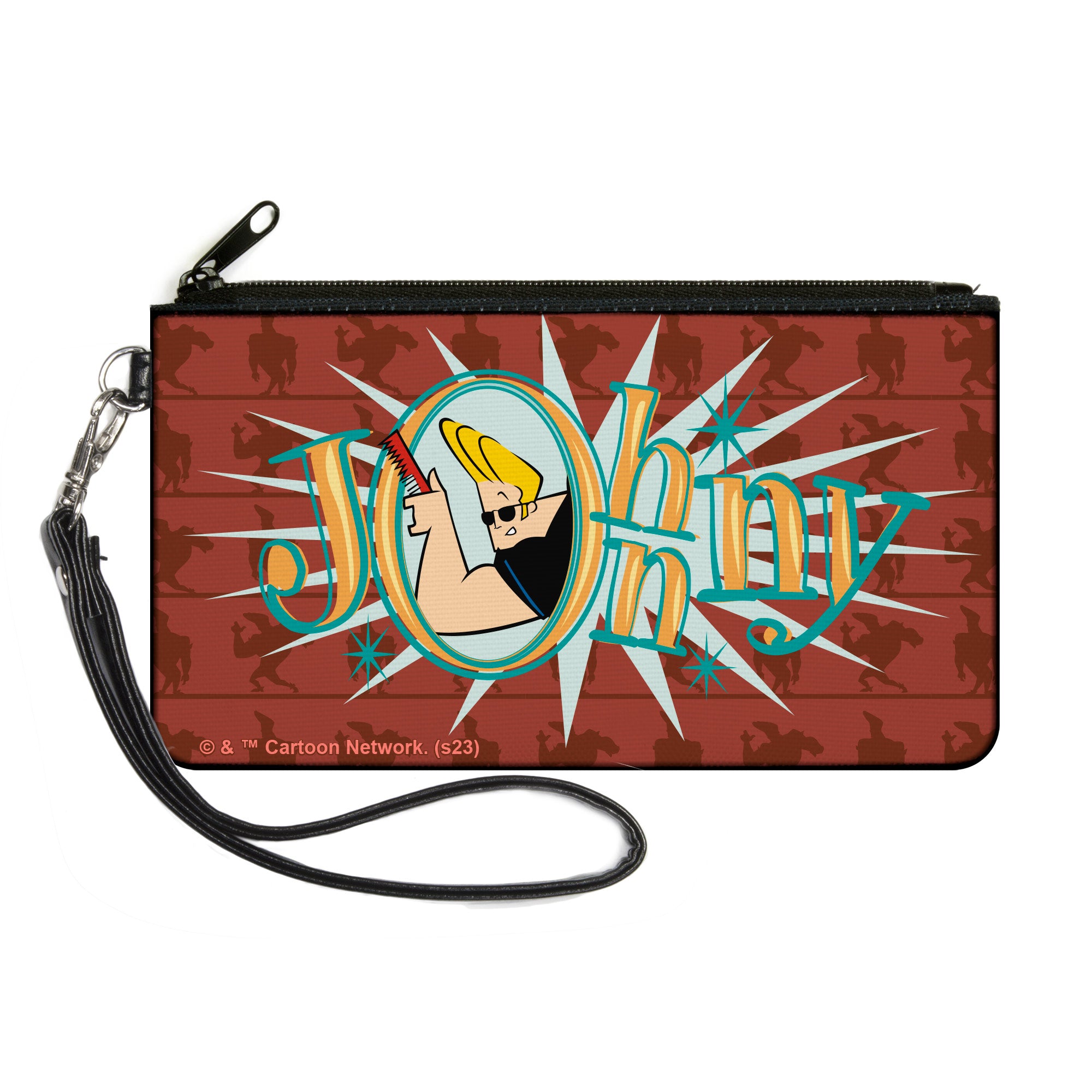 Canvas Zipper Wallet - LARGE - JOHNNY BRAVO Title Logo and Flex Pose Turns Reds Canvas Zipper Wallets Johnny Bravo