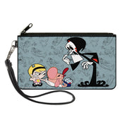 Canvas Zipper Wallet - LARGE - The Grim Adventures of Billy & Mandy Group Pose and Grim Sketches Gray Canvas Zipper Wallets The Grim Adventures of Billy & Mandy