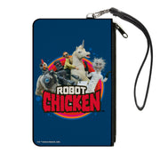 Canvas Zipper Wallet - LARGE - ROBOT CHICKEN Title Logo and Group Pose Blue Canvas Zipper Wallets Robot Chicken
