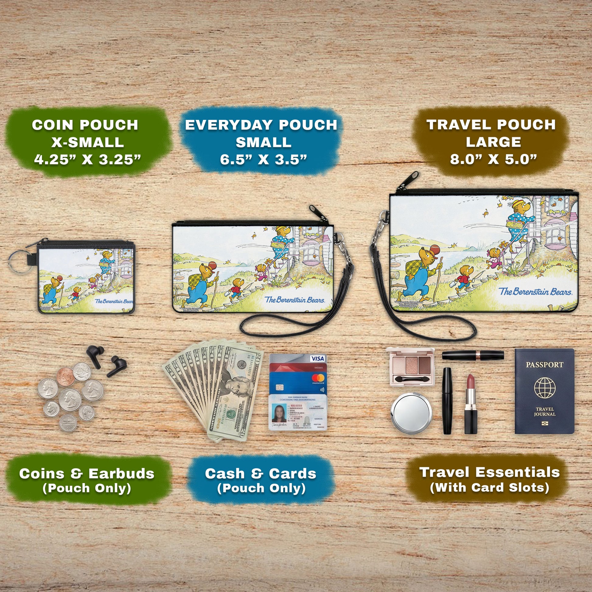 Canvas Zipper Wallet - LARGE - The Berenstain Bears Tree House Stairs Pose Canvas Zipper Wallets The Berenstain Bears