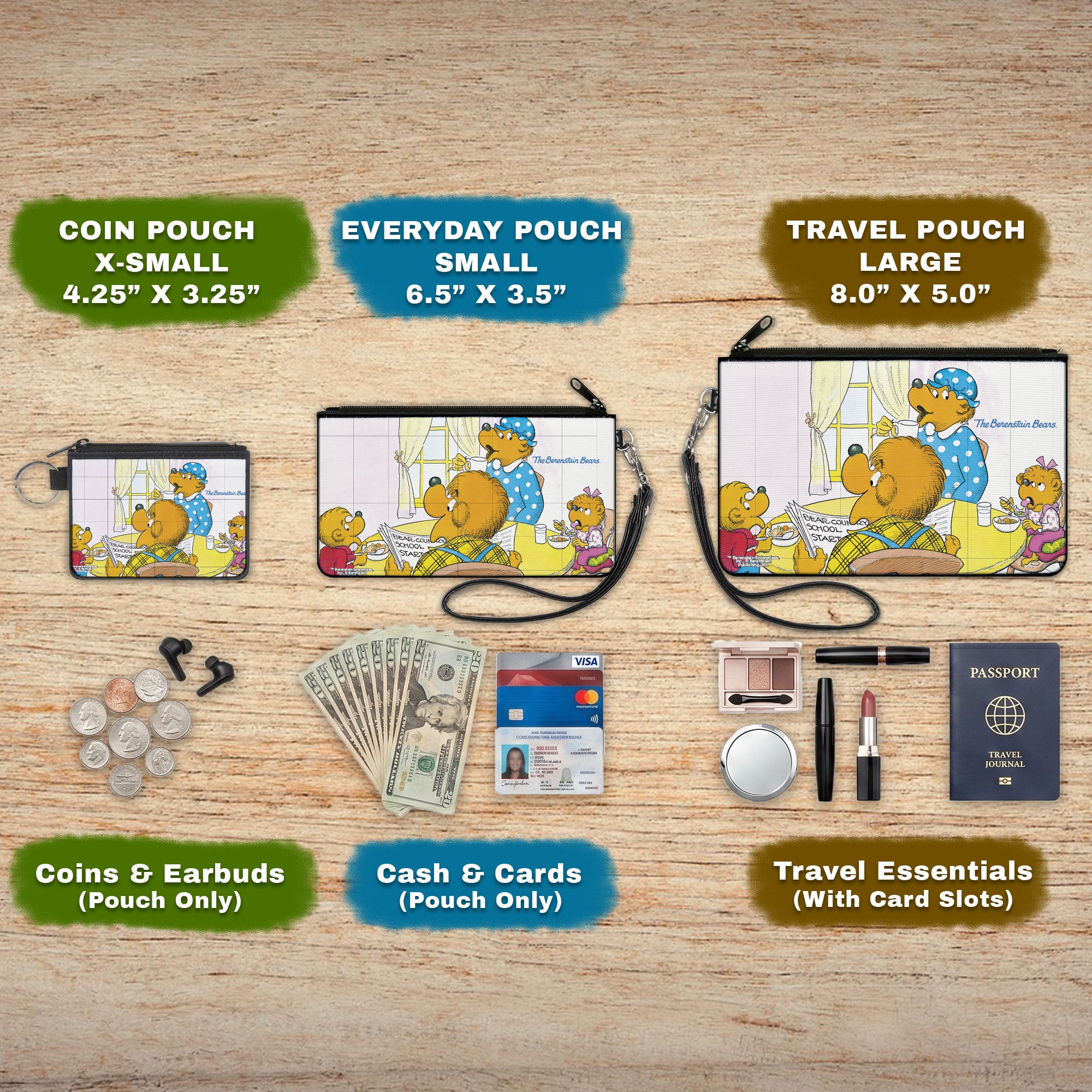 Canvas Zipper Wallet - MINI X-SMALL - The Berenstain Bears Family Breakfast Table Pose Canvas Zipper Wallets The Berenstain Bears