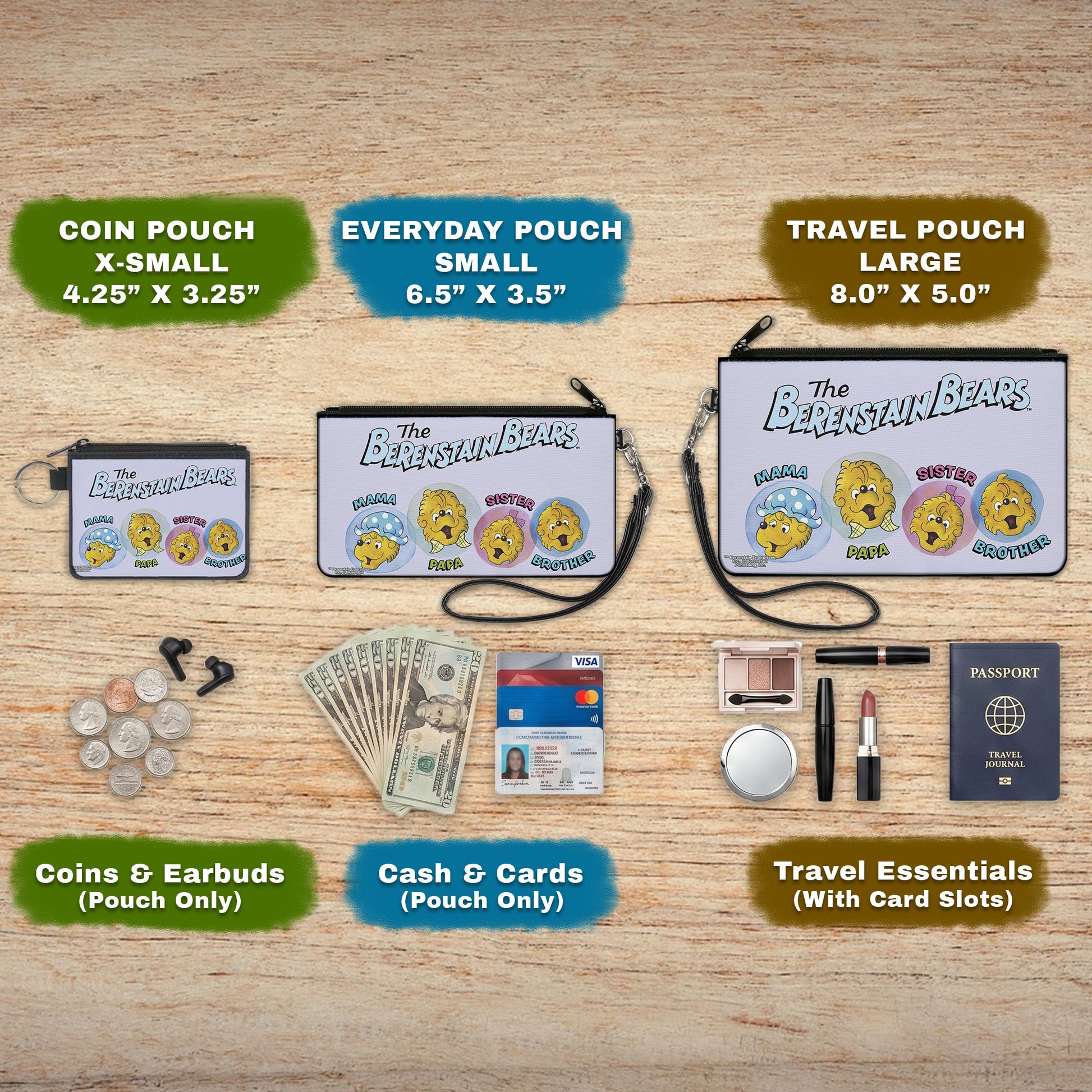 Canvas Zipper Wallet - MINI X-SMALL - THE BERENSTAIN BEARS Family Smiling Faces Canvas Zipper Wallets The Berenstain Bears