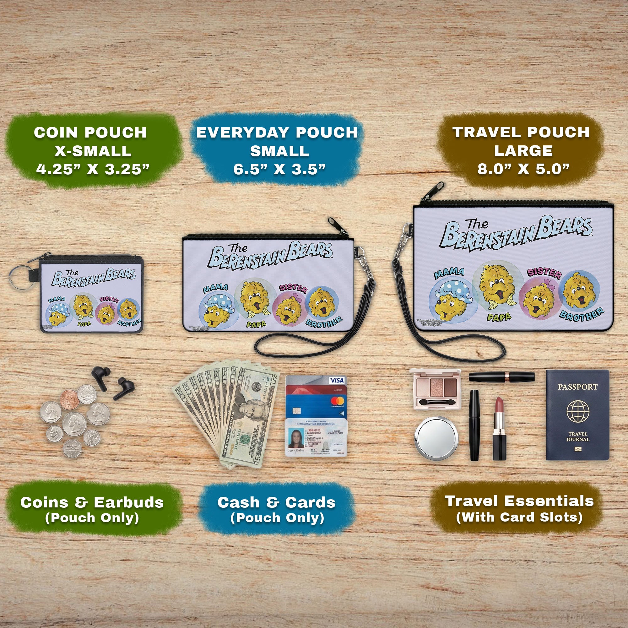 Canvas Zipper Wallet - MINI X-SMALL - THE BERENSTAIN BEARS Family Smiling Faces Canvas Zipper Wallets The Berenstain Bears