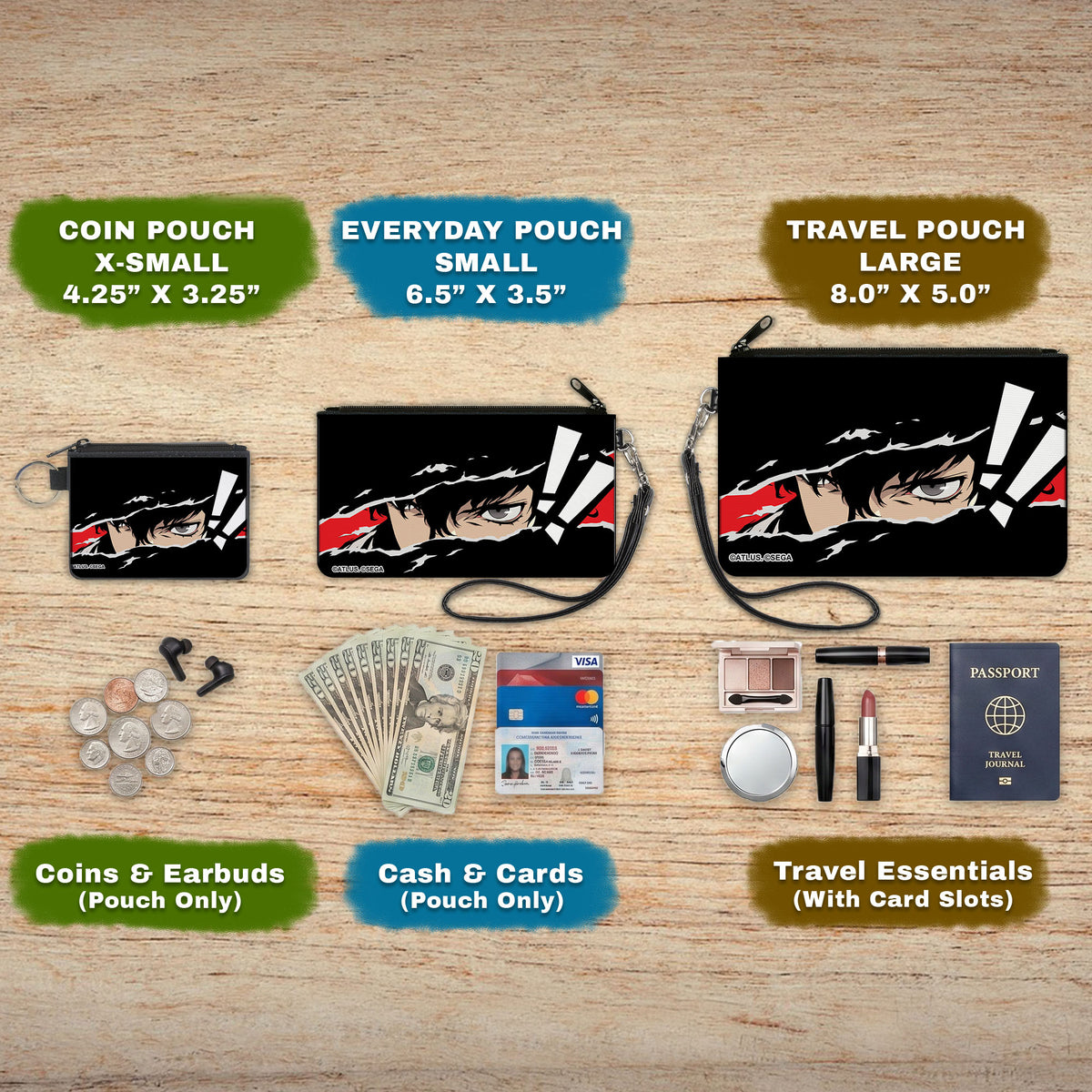 Canvas Zipper Wallet - LARGE - Persona 5 Ren Amamiya Joker Face Close-Up Red/Black/White Canvas Zipper Wallets Persona 5