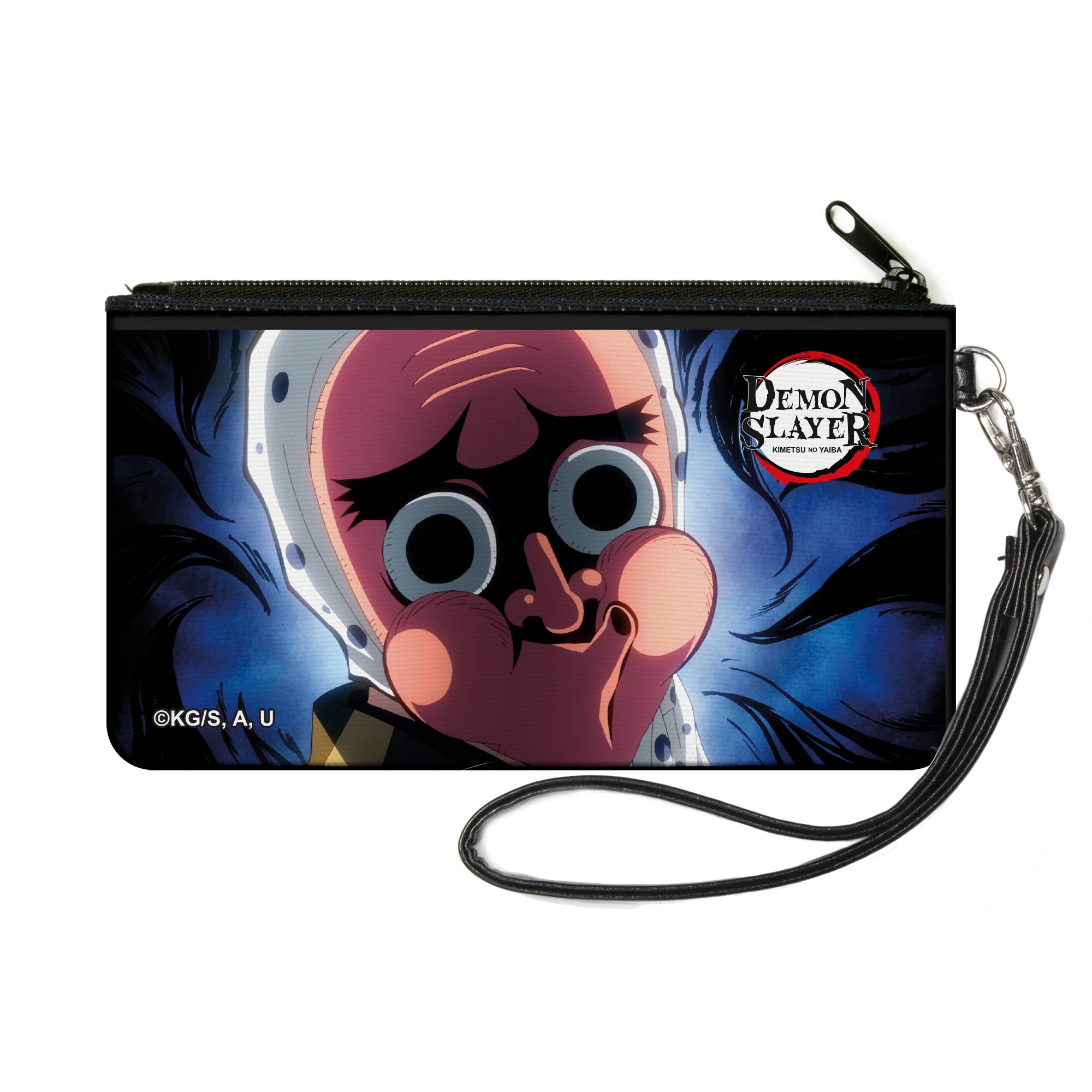 Canvas Zipper Wallet - SMALL - Demon Slayer Tetsumotonaka Close-Up Pose Blue Swirl Canvas Zipper Wallets Demon Slayer