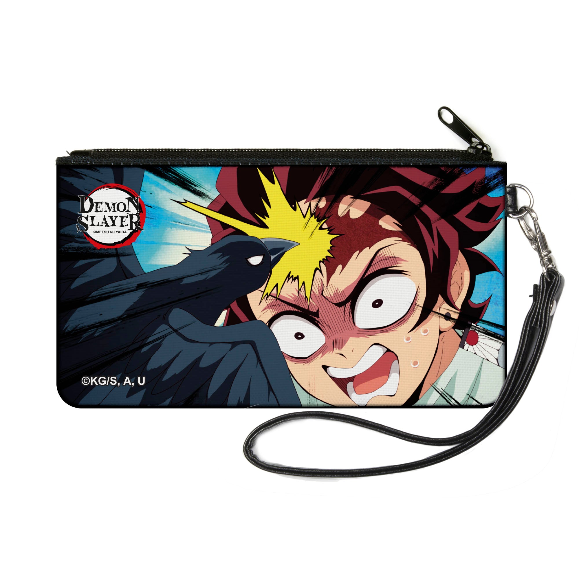 Canvas Zipper Wallet - SMALL - Demon Slayer Tanjiro Kamado Crow Scene Canvas Zipper Wallets Demon Slayer