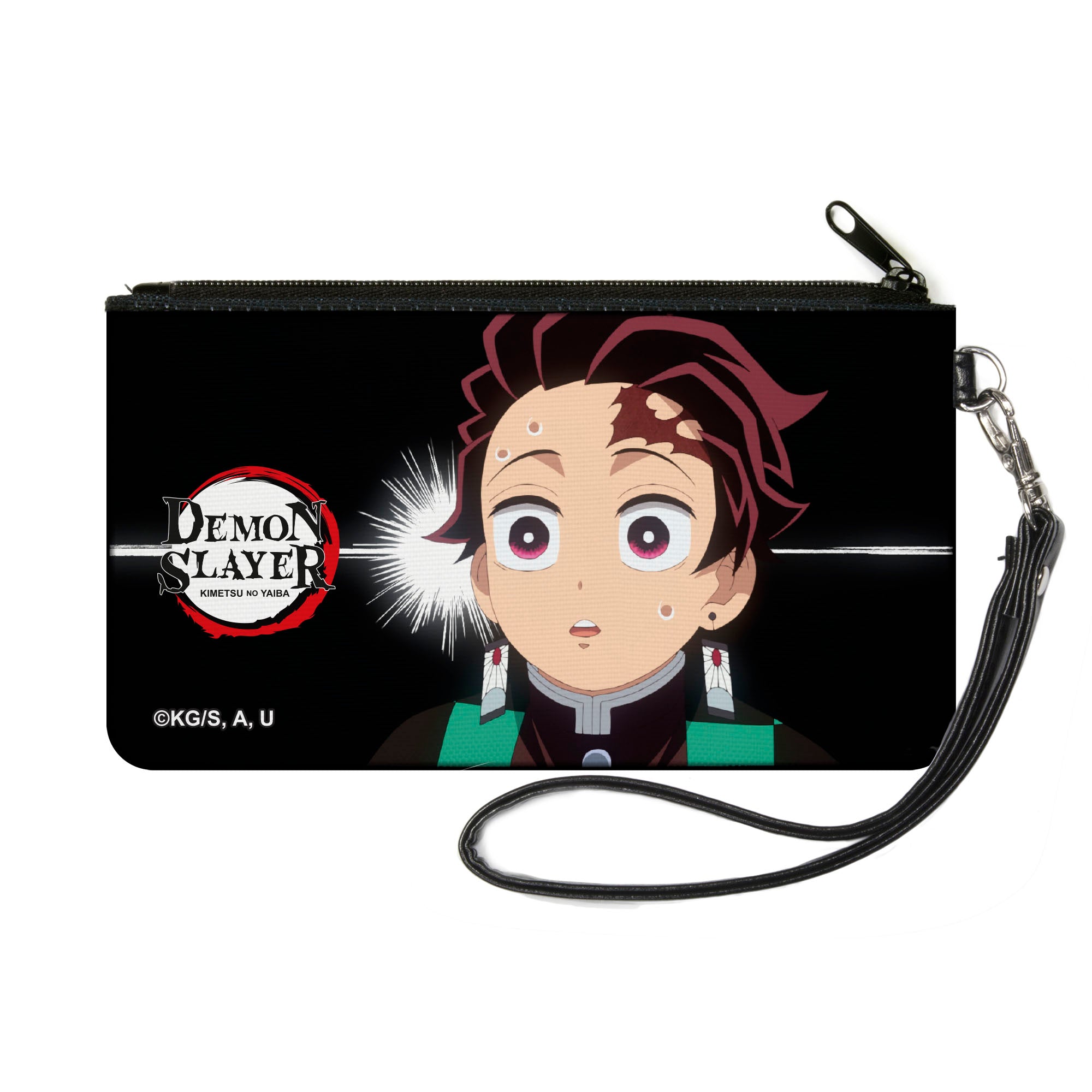 Canvas Zipper Wallet - SMALL - Demon Slayer Tanjiro Kamado Pose Black Canvas Zipper Wallets Demon Slayer