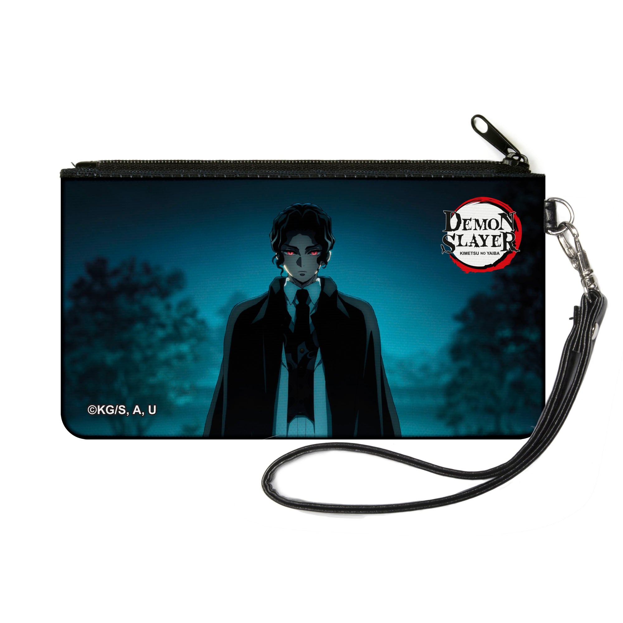 Canvas Zipper Wallet - SMALL - DEMON SLAYER Muzan Kibutsuji Standing Pose and Title Logo Canvas Zipper Wallets Demon Slayer