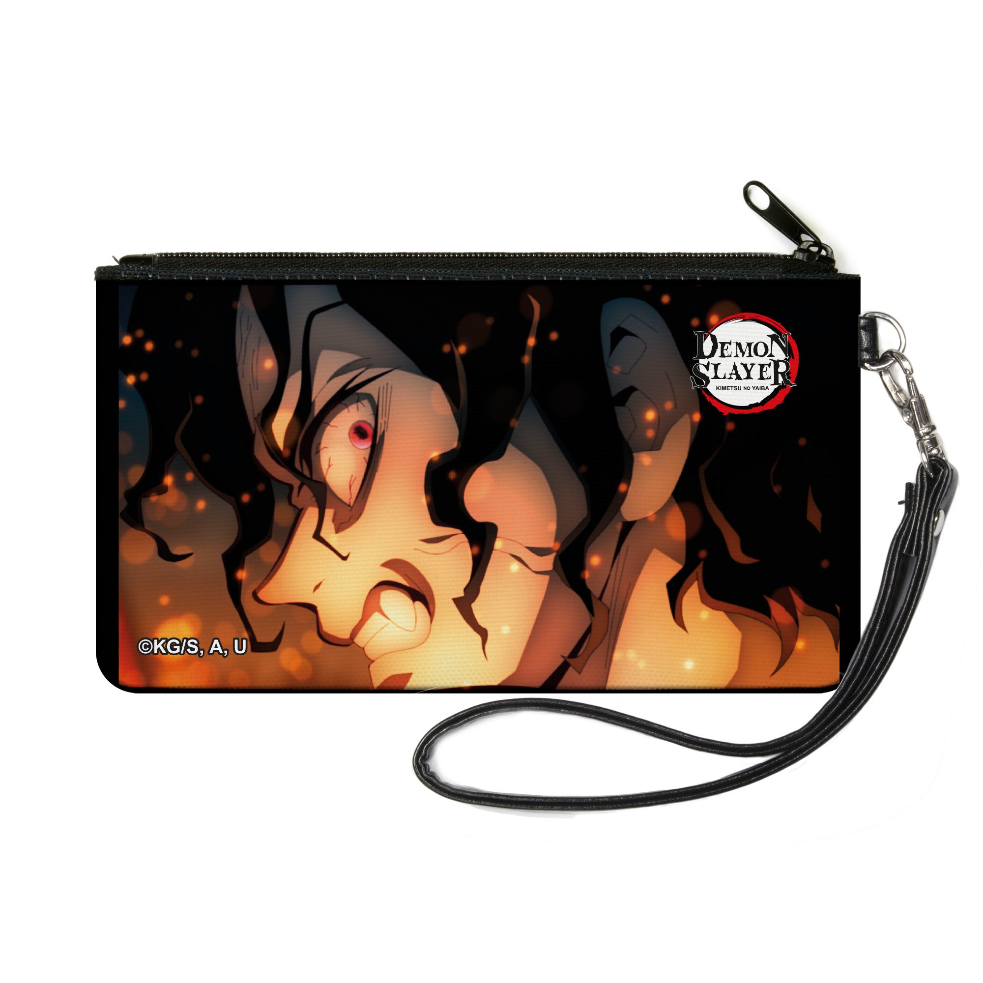 Canvas Zipper Wallet - SMALL - Demon Slayer Muzan Kibutsuji Flame Glow Pose Canvas Zipper Wallets Demon Slayer