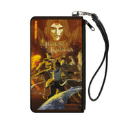 Canvas Zipper Wallet - SMALL - THE LEGEND OF KORRA Group Action Pose and Amon Face Orange Canvas Zipper Wallets Avatar The Last Airbender