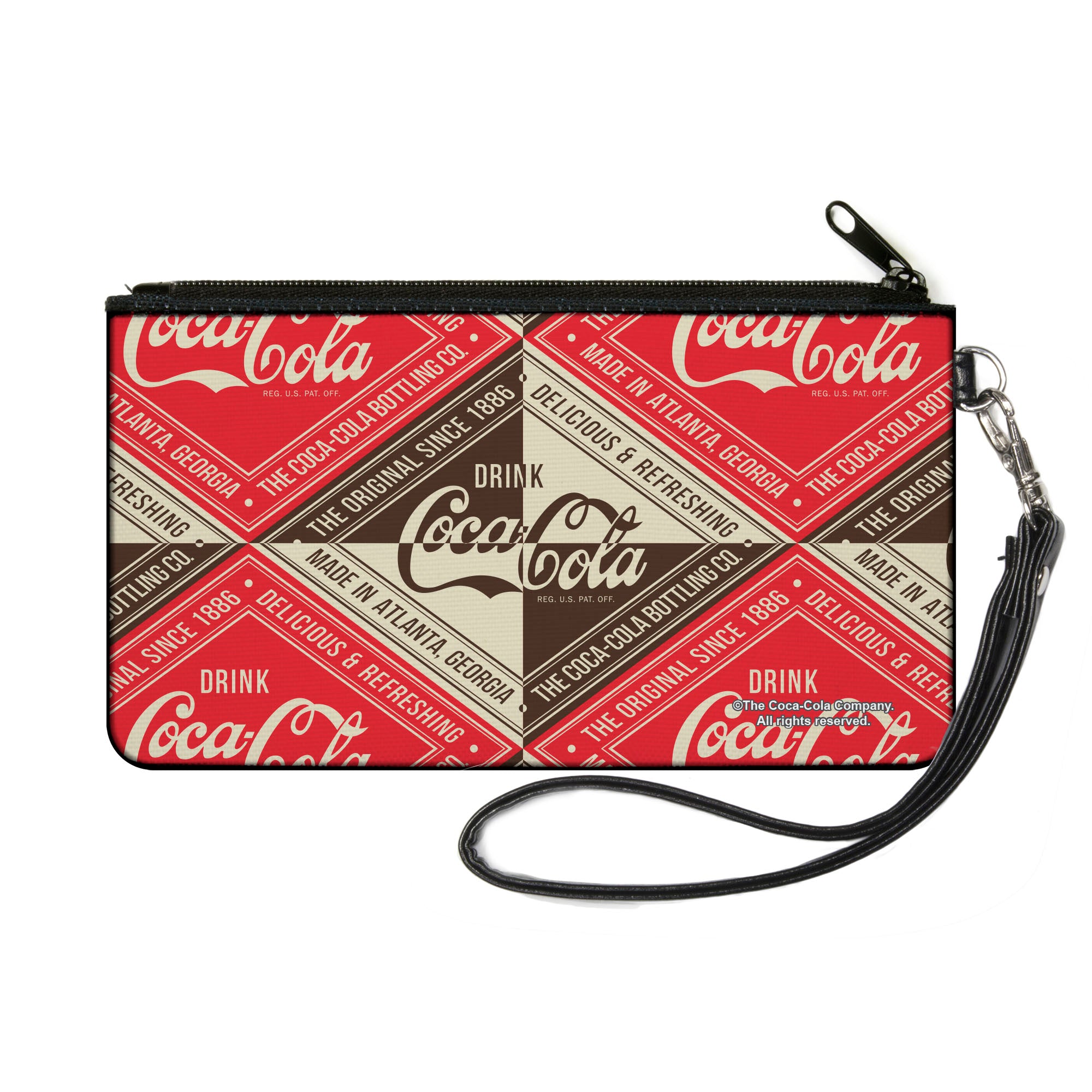 Canvas Zipper Wallet - SMALL - DRINK COCA-COLA DELICIOUS & REFRESHING Blocks Red/Brown/White Canvas Zipper Wallets Coca-Cola