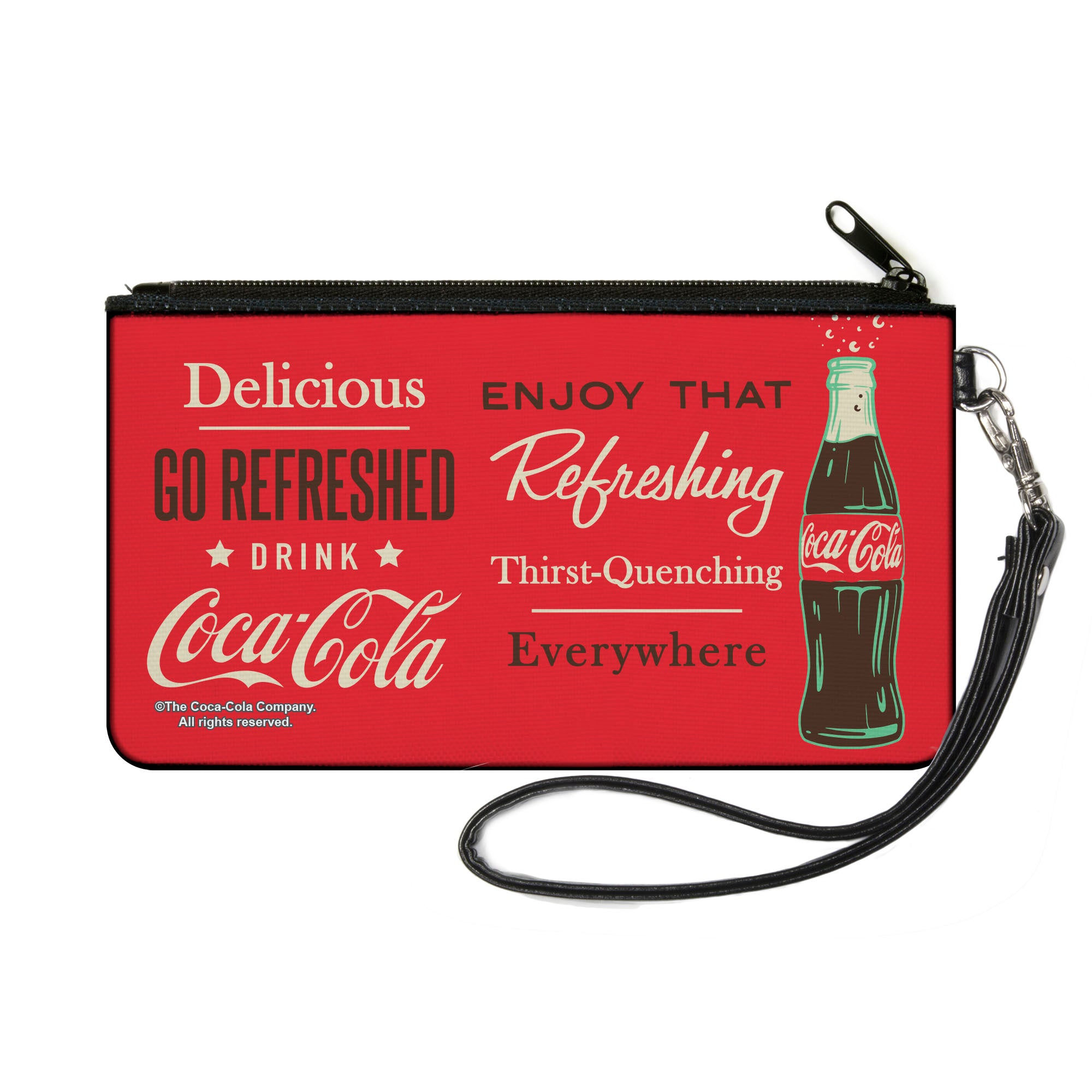 Canvas Zipper Wallet - SMALL - Coca-Cola ENJOY THAT EVERYWHERE Bottle Red/White/Brown Canvas Zipper Wallets Coca-Cola