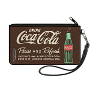 Canvas Zipper Wallet - SMALL - DRINK COCA-COLA PAUSE AND REFRESH Bottle Brown/White Canvas Zipper Wallets Coca-Cola